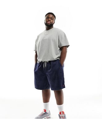 Polo Ralph Lauren Big & Tall Prepster flat front cord chino shorts classic oversized fit in navy