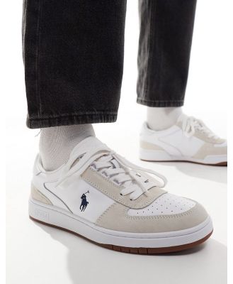 Polo Ralph Lauren court leather sneakers with pony logo in white suede mix