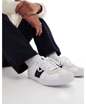 Polo Ralph Lauren Court Vulc leather suede mix sneakers in white and navy