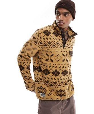 Polo Ralph Lauren fair isle print polar fleece half zip sweatshirt in beige marl-Neutral