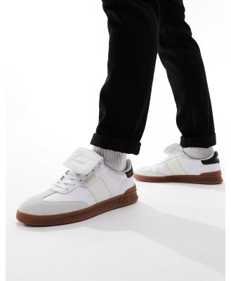 Polo Ralph Lauren Heritage Aera leather suede mix sneakers with gum sole in white black