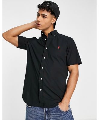 Polo Ralph Lauren icon logo short sleeve poplin shirt custom regular fit in black