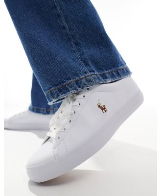 Polo Ralph Lauren longwood leather sneakers in white with multi pony logo