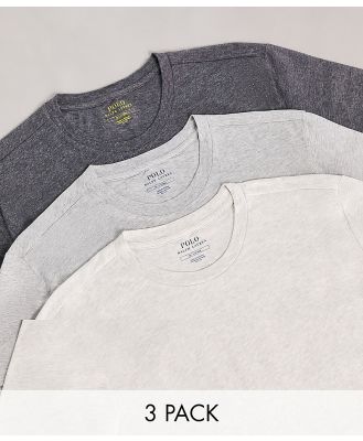 Polo Ralph Lauren lounge 3 pack t-shirts in heather/grey/charcoal with logo-Multi