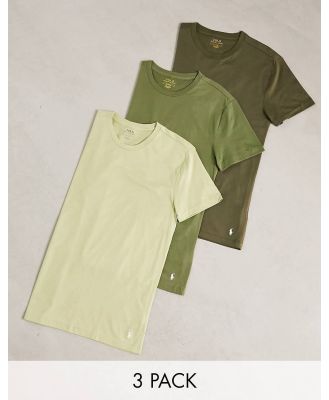 Polo Ralph Lauren loungewear 3 pack t-shirts in olive green with pony logo-Black