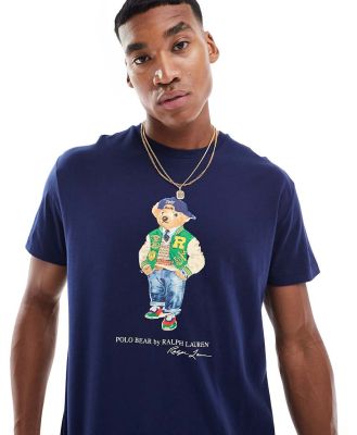 Polo Ralph Lauren varsity bear print t-shirt classic oversized fit in navy