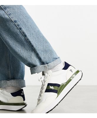 Polo Ralph Lauren x ASOS exclusive collab train '89 leather suede mix sneakers in cream, green, navy with pony logo-Multi