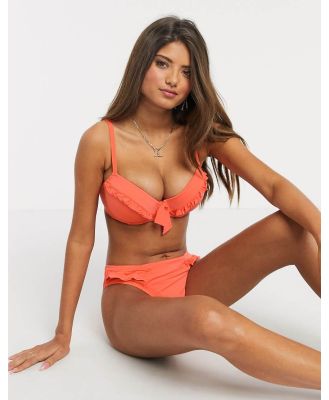 Pour Moi Fuller Bust Getaway padded underwire bikini top in coral-Orange