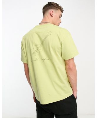 Pretty Green Linear guitar relaxed fit t-shirt in light green with back print