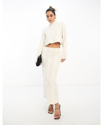 Pretty Lavish cable knit midaxi skirt in cream (part of a set)-White