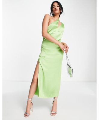 Pretty Lavish cut out asymmetric satin midaxi dress in green