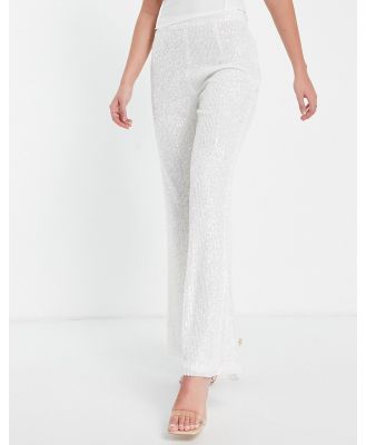 Pretty Lavish pants in all over white sequin (part of a set)