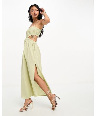 Pretty Lavish ruched cut-out midaxi dress in olive-Green