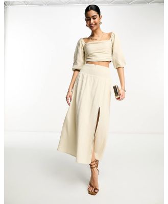 Pretty Lavish ruched maxi skirt in stone (part of a set)-Neutral