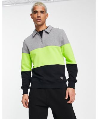 PS Paul Smith stripe 1/4 zip sweatshirt with collar in grey