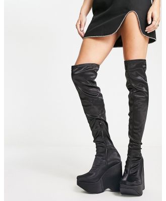 Public Desire Brela second skin over the knee boots in black