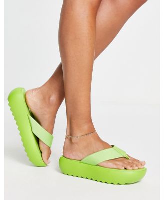 Public Desire Cia chunky toe post sandals in lime-Green