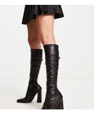 Public Desire Exclusive Caryn laced knee boots in black