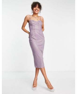 Public Desire glitter corset midi dress in lilac-Purple