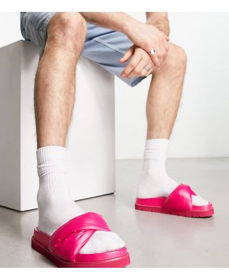 Public Desire Man Kylo padded knot strap sliders in hot pink