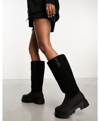 Public Desire Mason borg chunky knee boots in black