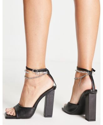 Public Desire Nade double embellished strap mid sandals in black
