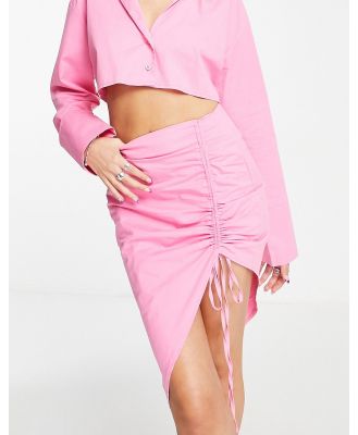 Public Desire ruched side midi skirt in fuchsia (part of a set)-Pink