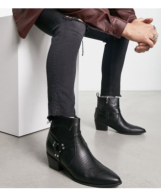 Public Desire Sheriff western ankle boots with metal hardware in black