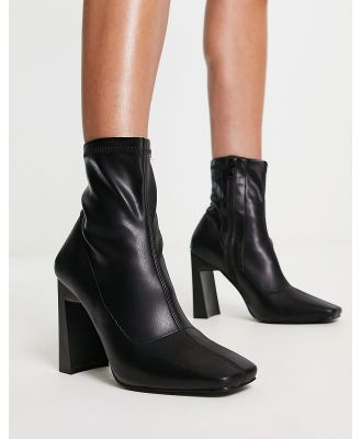 Public Desire True square toe heeled ankle boots in black