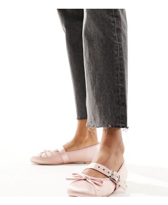 Public Desire Wide Fit Madelyn ballet flats in pink satin