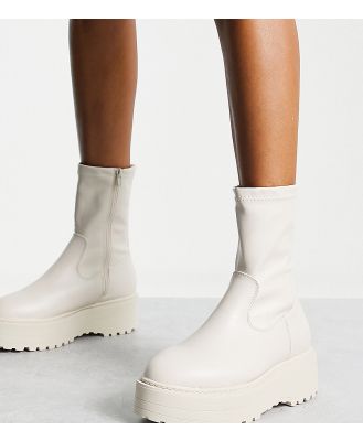 Public Desire Wide Fit Pabla chunky sole ankle boots in off white