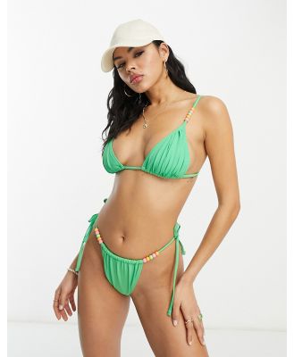 Public Desire x Paris Artiste triangle beaded bikini top in bright green