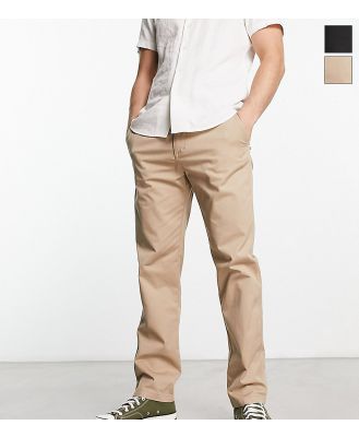 Pull & Bear 2 pack chinos in black and beige-Multi