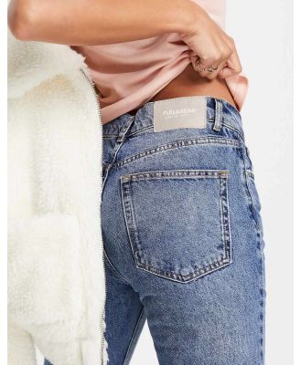 Pull & Bear 90s jeans with rips and split hem in blue