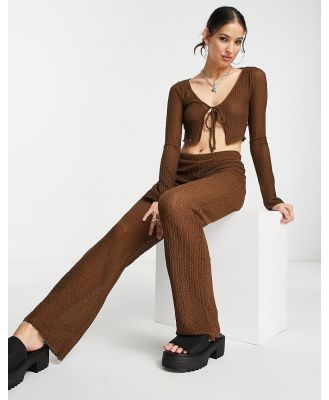 Pull & Bear high waist straight leg pants in brown (part of a set)