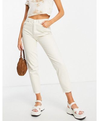 Pull & Bear high-waisted basic mom jean in ecru-Neutral