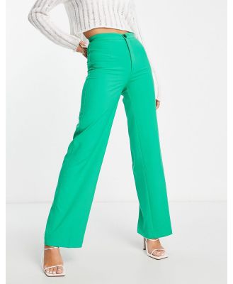 Pull & Bear high waisted tailored straight leg pants in green