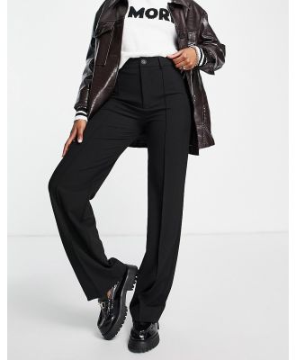 Pull & Bear high waisted tailored straight leg pants with front seam in black