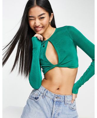 Pull & Bear knot front cut out top in green