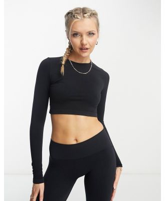 Pull & Bear long sleeve second skin top in black (part of a set)
