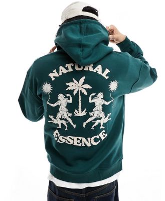 Pull & Bear natural essence hoodie in green