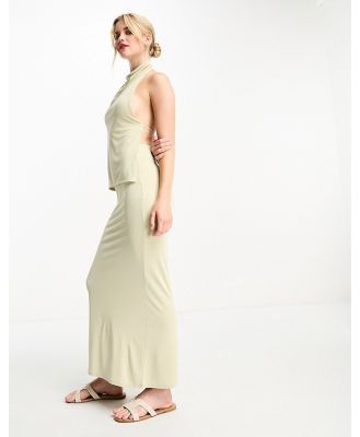 Pull & Bear slinky column maxi skirt in sand (part of a set)-Brown