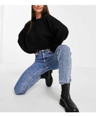 Pull & Bear Tall high waisted mom jeans in medium blue