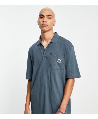 Puma Classics ribbed polo shirt in dark slate blue - exclusive to ASOS