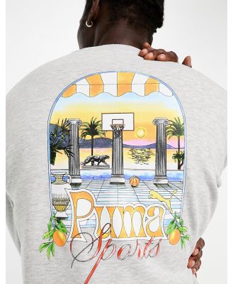 PUMA poolside back print sweatshirt in grey