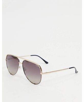 Quay High Key womens aviator sunglasses in black and gold