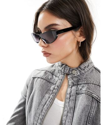Quay x Guizio Slate slim cateye sunglasses in black