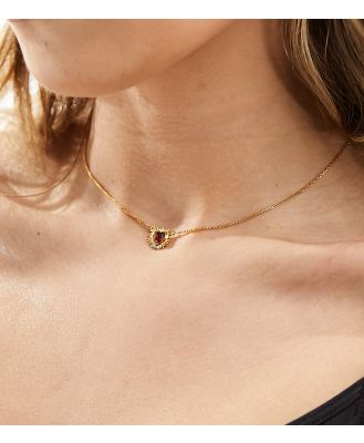 Rachel Jackson 22 karat gold plated electric love mini garnet heart necklace with gift box
