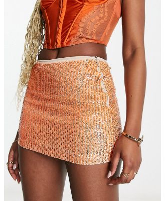 Raga Glitz & Glam sequin mini skirt in orange (part of a set)
