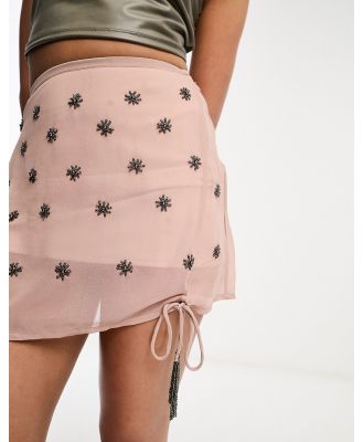 Raga Seeing Stars embellished mini skirt in light pink